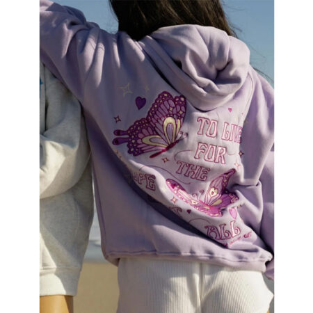 Pink Palm Puff Hoodie back1