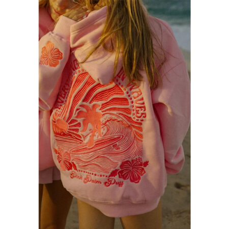 Pink Palm Puff Hoodie back2