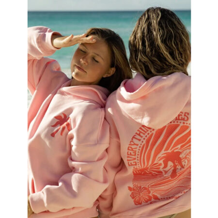 Pink Palm Puff Hoodie front1