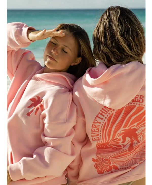 Pink Palm Puff Hoodie front1