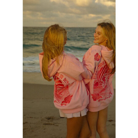 Pink Palm Puff Hoodie front3