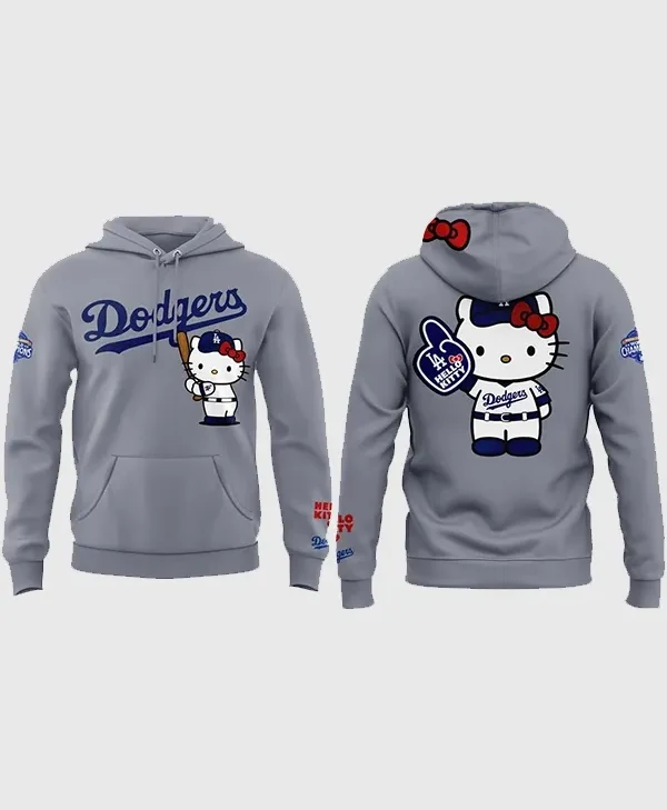 buy Dodgers Hello Kitty Grey Hoodie