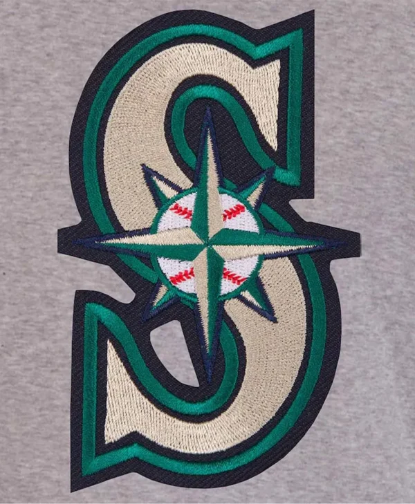 seattle mariners varsity navy blue and gray jacket