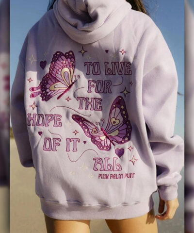 Pink Palm Puff To Live For The Hope Of It All Hoodie front