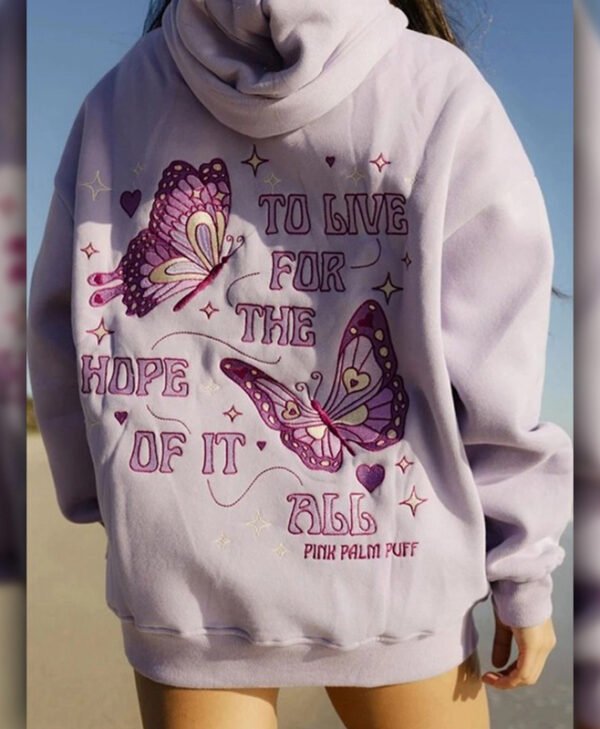 Pink Palm Puff To Live For The Hope Of It All Hoodie front
