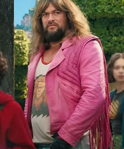 A Minecraft Movie 2025 Jason Momoa Pink Jacket