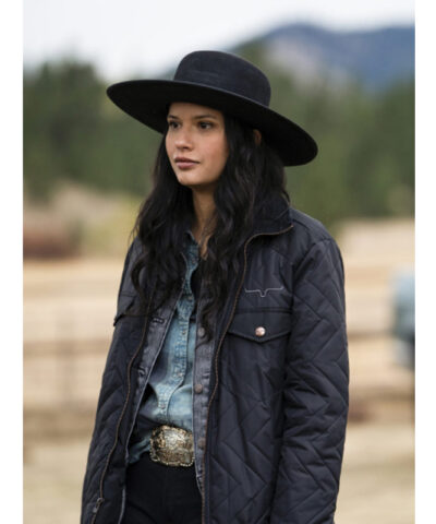 Avery Yellowstone Black Quilted Jacket front