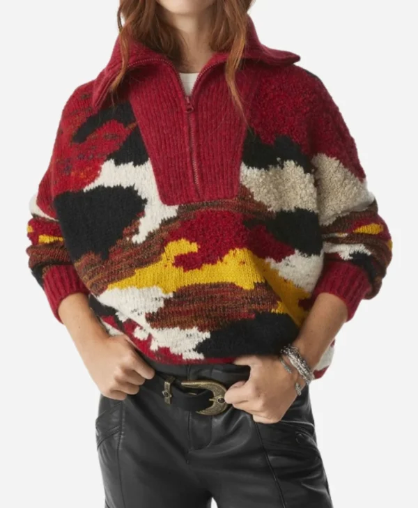 Becka Garvey TV Series Bad Sisters Season 02 Eve Hewson Multicolor Collared Sweater