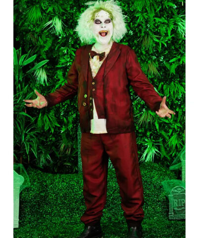 Beetlejuice Wedding Halloween Maroon Suit front