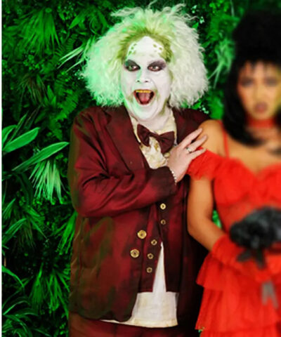 Beetlejuice Wedding Halloween Maroon Suit front1