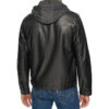 Black Hooded Leather Jacket back