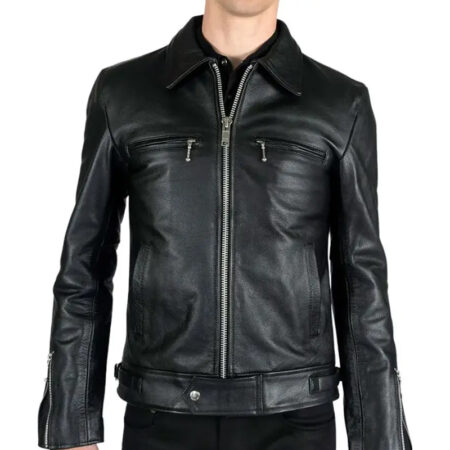 Black Rivet Leather Jacket front1