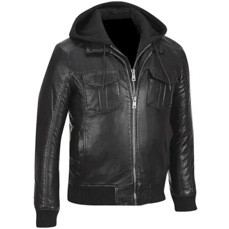 Black Rivet Leather Jacket front2