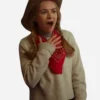 Britt Robertson The Merry Gentlemen Beige Crewneck Sweater