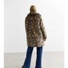 Brown Leopard Print Faux Fur Coat back