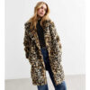 Brown Leopard Print Faux Fur Coat side1