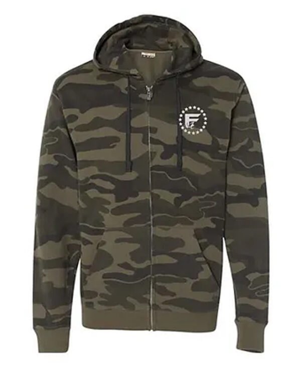 Camo Full Zip Hoodie Mens front