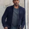 Captain America Brave New World 2025 Anthony Mackie Blue Bomber Leather Jacket