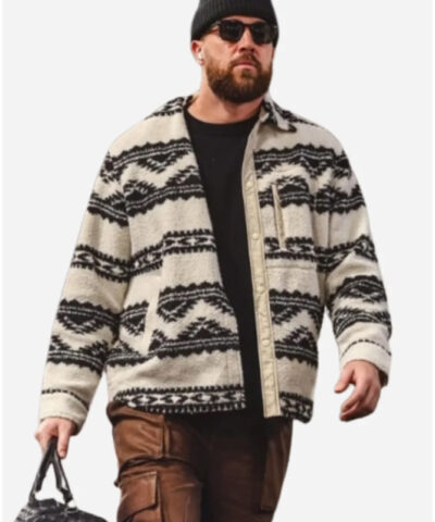 Chiefs vs Broncos Travis Kelce Patterned Jacket front