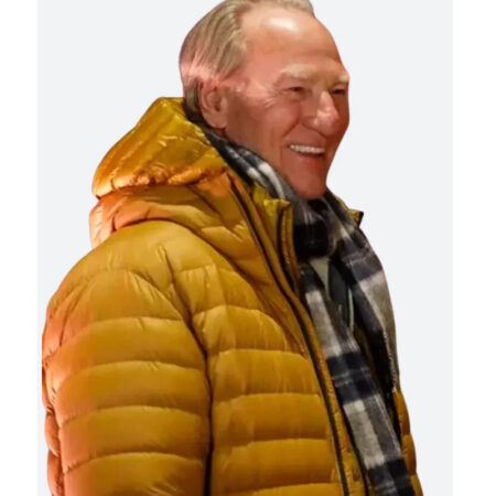 Craig T Nelson Green and Gold Puffer Jacket front