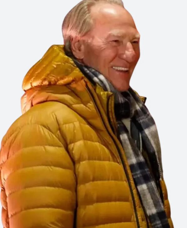 Craig T Nelson Green and Gold Puffer Jacket front