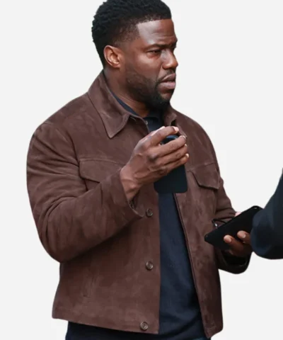 Cyrus Movie Lift 2024 Kevin Hart Brown Suede Leather Jacket