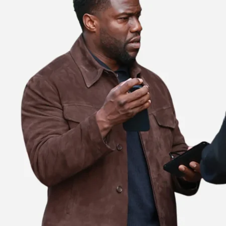 Cyrus Movie Lift 2024 Kevin Hart Brown Suede Leather Jacket