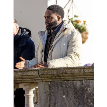 DI Russell Carter Ludwig White Puffer Hooded Coat side1