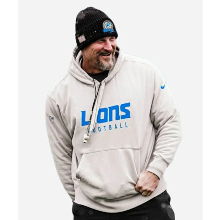 Dan Campbell Lions Grey Pullover Hoodie front