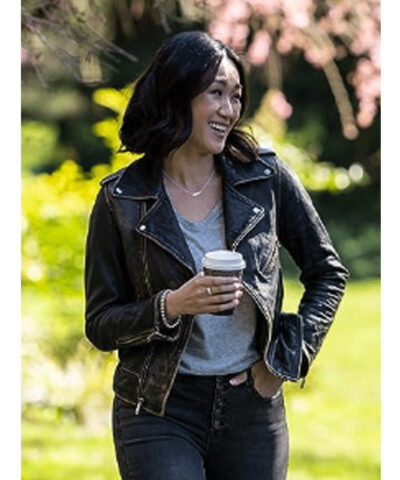 Danni Wang Sight Distressed Leather Jacket front