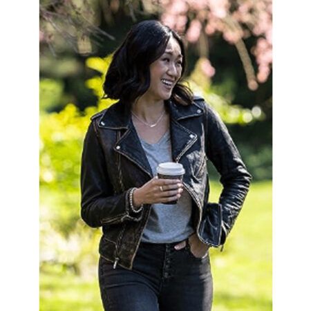 Danni Wang Sight Distressed Leather Jacket front