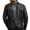 David Distressed Leather Motorcycle Jacket back