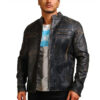 David Distressed Leather Motorcycle Jacket front