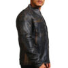 David Distressed Leather Motorcycle Jacket side