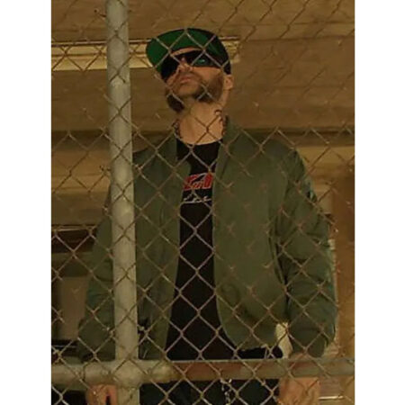 Den Of Thieves Evan Jones Green Bomber Jacket front