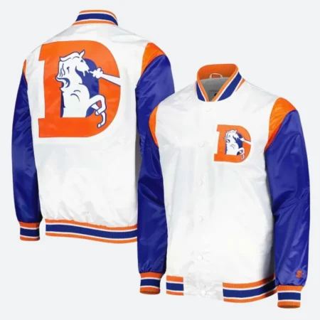 Denver Broncos Throwback Warm Up Pitch Jacket Front Back Image
