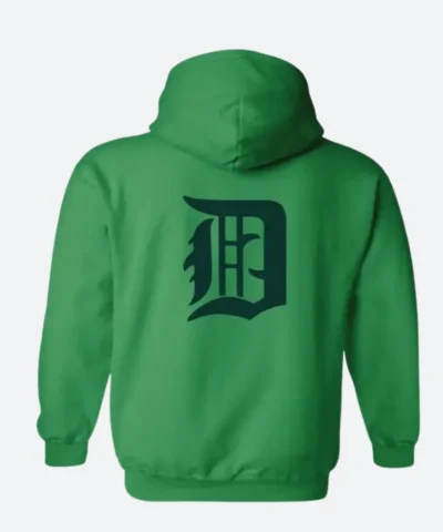 Detroit Michigan Kelly Green Hoodie Back Image