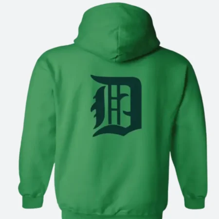 Detroit Michigan Kelly Green Hoodie Back Image
