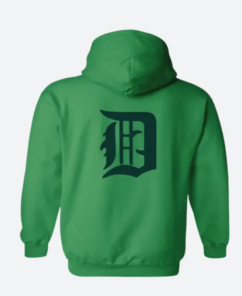 Detroit Michigan Kelly Green Hoodie Back Image