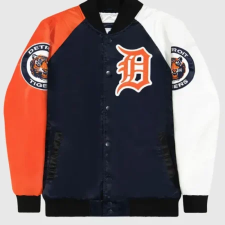 Detroit Tigers Varsity Satin Full snap Jacket 1