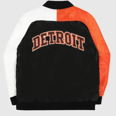 Detroit Tigers Varsity Satin Full snap Jacket Back 1