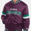 Ducks Purple Full Snap Bomber Satin Jacket