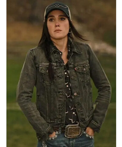 Eden Brolin Yellowstone Grey Denim Jacket front