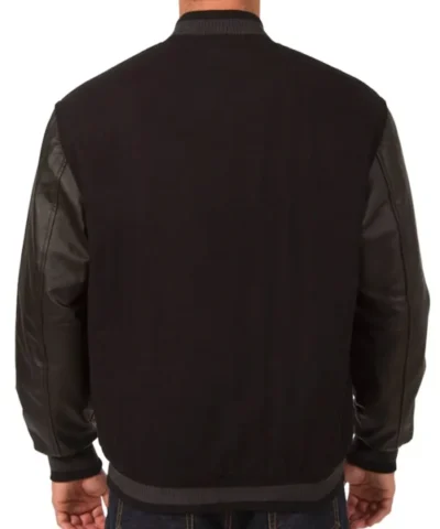 Edmonton Oilers Black Wool And Leather Varsity Jacket Back
