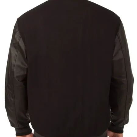 Edmonton Oilers Black Wool And Leather Varsity Jacket Back