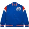 Edmonton Oilers Satin Blue Varsity Jacket