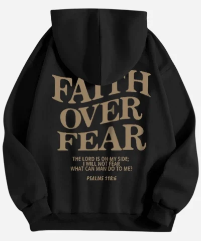 Faith Over Fear Pullover Black Hoodie For Unisex