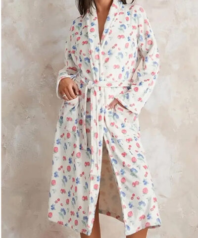 Fruit Blue Print Bathrobe front