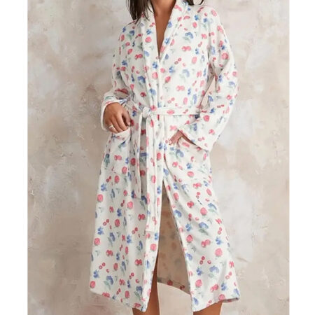 Fruit Blue Print Bathrobe front