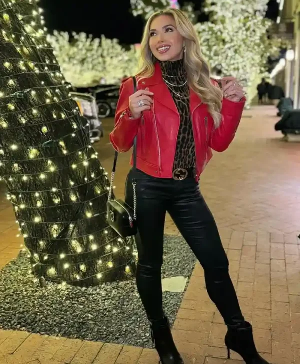 Gracie Hunt Red Leather Jacket Sale 1